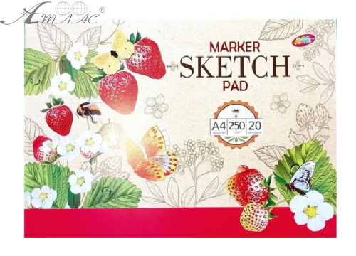 Альбом для рисования Скетчбук для маркеров клеевой (клубника) А4 250 г/м 20 листов 07290 Альбом для рисования Скетчбук для маркеров клеевой (клубника) А4 250 г/м 20 листов 07290