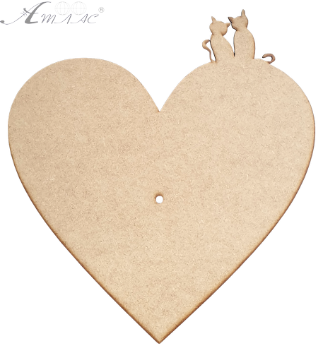 Основа для часов из МДФ № 8 Сердце с котиками 37 x 40 см AS-6508, М-2008 Основа для часов из МДФ № 8 Сердце с котиками 37 x 40 см AS-6508, М-2008