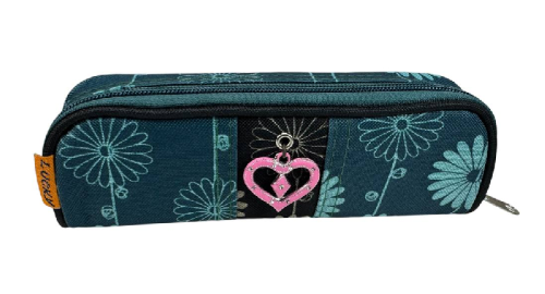 Пенал школьный LUCKY зеленый с цветами  F1900-6  