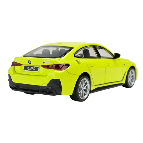 Машинка Автопром BMW i4 M50 Желтая электро, свет звук 14см  68714 фото 2