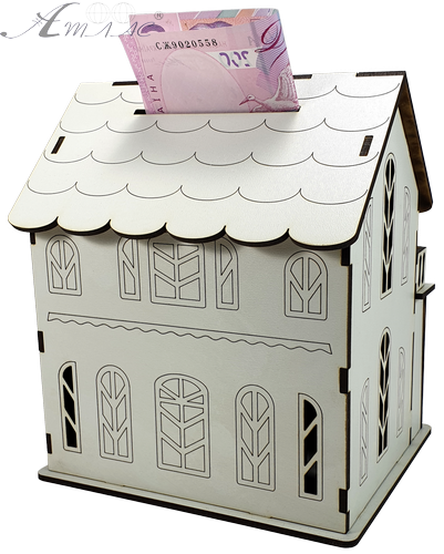 Дом № 13 копилка с двумя отделениями, из МДФ 16 х 13,5 х 18 см AS-6249, М-2086 фото 4 Дом № 13 копилка с двумя отделениями, из МДФ 16 х 13,5 х 18 см AS-6249, М-2086 фото 4