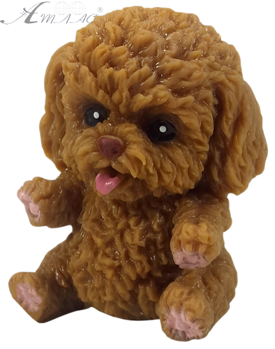 Игрушка силиконовая антистресс, собачка сидящая, большая рыжая 7 см  07904