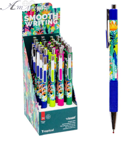Ручка кулькова VINSON Tropical 0,7 мм кольорова автомат  01432