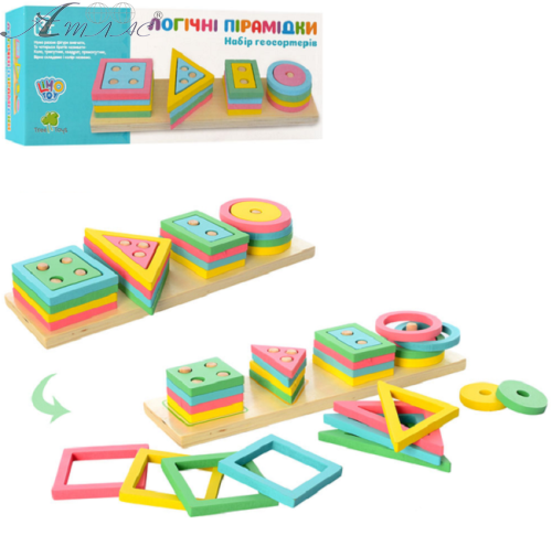 Игрушка Деревянная Логічні пірамідки Геометрика MD2066 Игрушка Деревянная Логічні пірамідки Геометрика MD2066