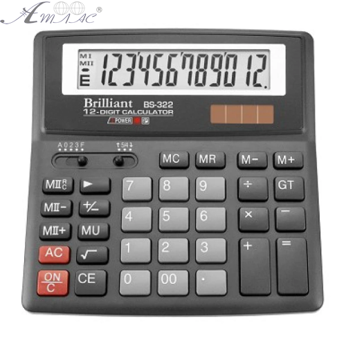 Калькулятор Brilliant BS-322 настільний 12розр. 2 пам'яті 156 х 157мм