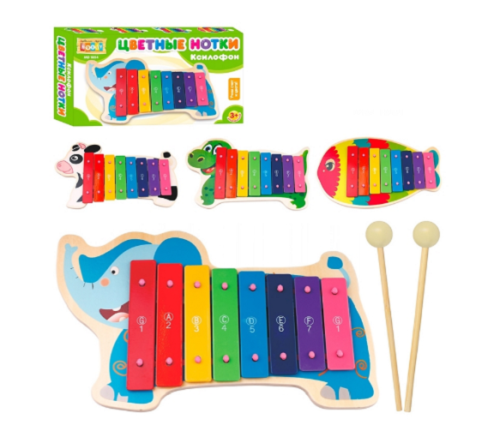 Игрушка Деревянная Ксилофон Цветные нотки 30 см 1854 Игрушка Деревянная Ксилофон Цветные нотки 30 см 1854