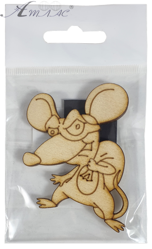 Фігурка фанерна - Мишеня № 11 з мішком у масці 60 х 67 мм з магнітом AS-4835, В-0393 фото 2 Фігурка фанерна - Мишеня № 11 з мішком у масці 60 х 67 мм з магнітом AS-4835, В-0393 фото 2