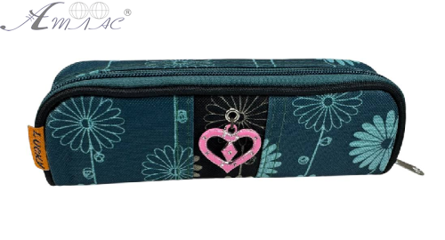 Пенал шкільний LUCKY зелений із квітами F1900-6 Пенал шкільний LUCKY зелений із квітами F1900-6