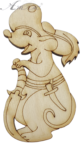 Фигурка фанерная - Мышонок № 27 пират с ножом 50 х 80 мм с магнитом AS-4851, В-0409 Фигурка фанерная - Мышонок № 27 пират с ножом 50 х 80 мм с магнитом AS-4851, В-0409