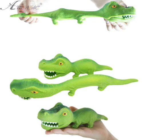 Игрушка силиконовая антистресс, Динозавр Крокодил зеленый 20 см  К6411 фото 2
