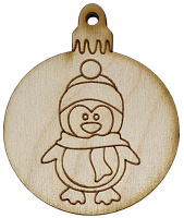 Фигурка фанерная - Елочный шар с пингвином 6 см  AS-4773