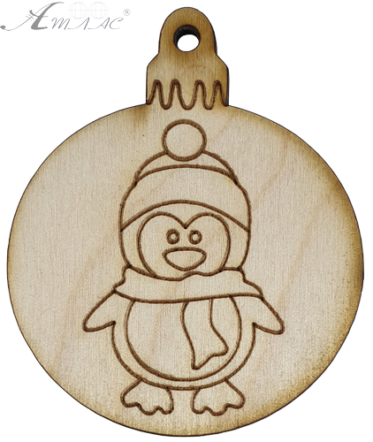 Фигурка фанерная - Елочный шар с пингвином 6 см AS-4773 Фигурка фанерная - Елочный шар с пингвином 6 см AS-4773