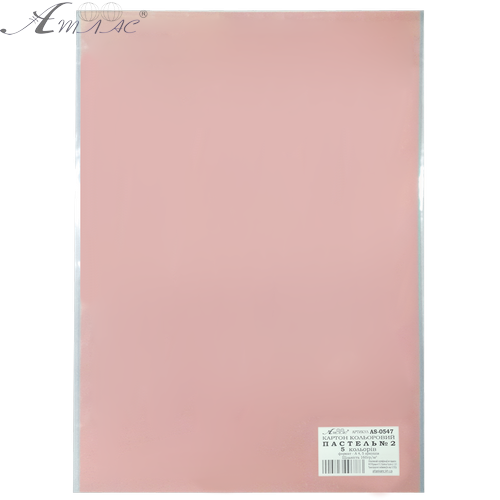 Картон кольоровий з двох боків Атлас № 2 пастель 5 аркушів AS-0547 фото 2