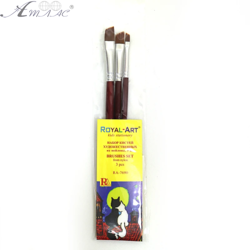 Набір синтетичних пензлів 3 шт Royal-Art плоскі скошені RA-7690 Набір синтетичних пензлів 3 шт Royal-Art плоскі скошені RA-7690