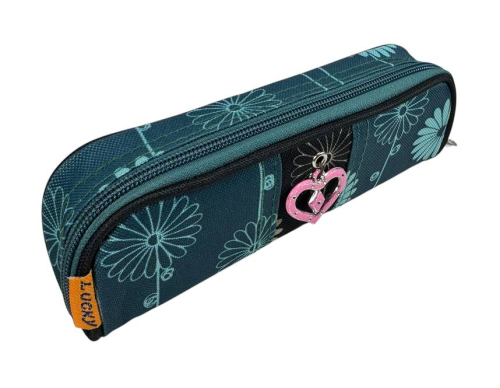 Пенал школьный LUCKY зеленый с цветами  F1900-6   фото 2