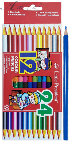 Олівці кольорові двосторонні Little President 24 кольору 12 шт 1224 Олівці кольорові двосторонні Little President 24 кольору 12 шт 1224