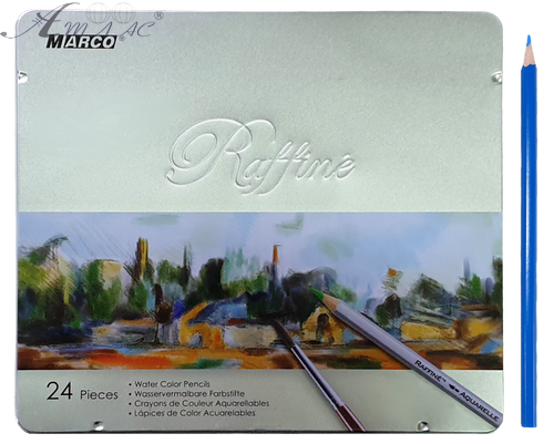 Олівці акварельні кольорові Marco Raffine 24 кольори шестигранні метал. пеналі 7120-24TN Олівці акварельні кольорові Marco Raffine 24 кольори шестигранні метал. пеналі 7120-24TN
