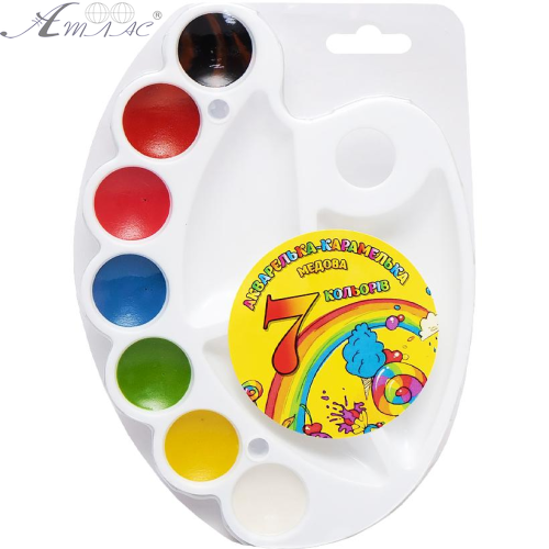 Акварель набір Тетрада на палітрі 7 кольорів медова ТЕ12499 Акварель набір Тетрада на палітрі 7 кольорів медова ТЕ12499