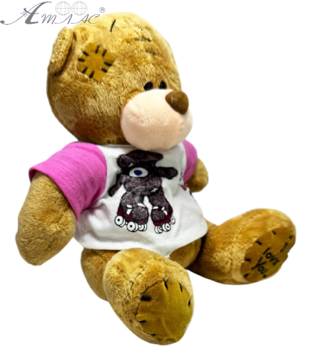 Іграшка М'яка Ведмедик коричневий у футболці 20 см М12599 фото 2 Іграшка М'яка Ведмедик коричневий у футболці 20 см М12599 фото 2