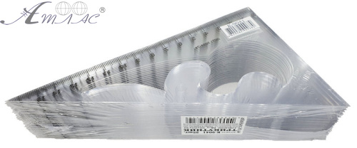 Трикутник прозорий з лекалом 165 х 95 мм AS-0261, К-9041 фото 2 Трикутник прозорий з лекалом 165 х 95 мм AS-0261, К-9041 фото 2