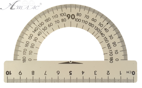 Транспортир білий пластиковий, надрукований AS-0272 Транспортир білий пластиковий, надрукований AS-0272