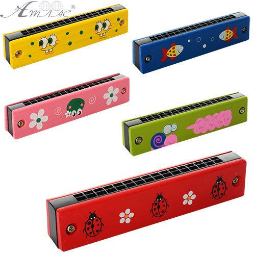 Игрушка Гармошка губная дерево в пакете13см  MD0491