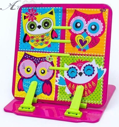 Підставка для книг металічна, рожева з совами 470414 Підставка для книг металічна, рожева з совами 470414