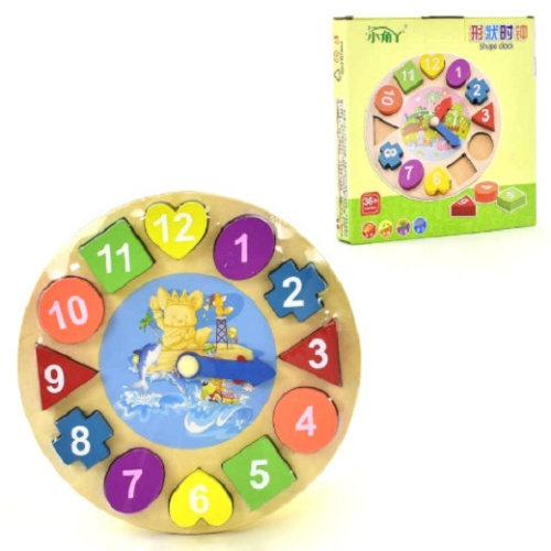 Игрушка деревянная Часы Сортер 17,5 см 555-218 Игрушка деревянная Часы Сортер 17,5 см 555-218