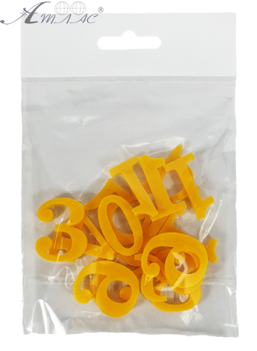Пластиковые Цифры арабские 12шт желтые 3мм h=3см AS-0074 Пластиковые Цифры арабские 12шт желтые 3мм h=3см AS-0074