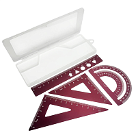 Набор Металл Линейка 15 см + 2 треугольника + транспортир, в пенале  11138