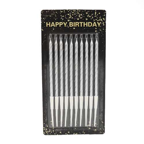 Свечи набор 10 шт. свечек Happy birthday Серебро в блистере 9326DSCN Свечи набор 10 шт. свечек Happy birthday Серебро в блистере 9326DSCN