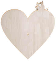 Основа для годинника з фанери 4 мм № 8 Серце з котиками 37 x 40 см AS-4557, В-0170