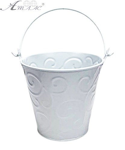 Ведерко Декоративное металл 9,5 х 9,5см Диз № 1 завитки Белое 10788 Ведерко Декоративное металл 9,5 х 9,5см Диз № 1 завитки Белое 10788