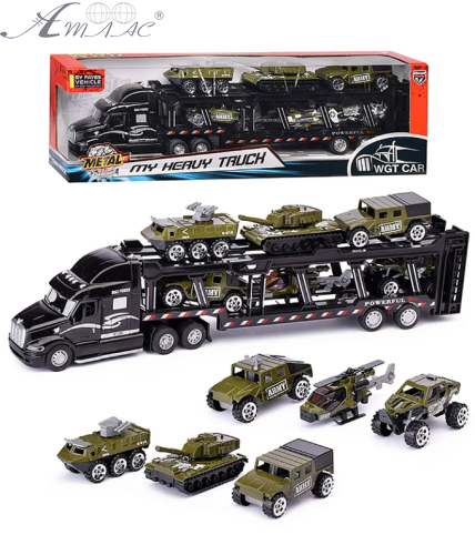 Іграшка Машинка Трейлер з військовою технікою в коробці  2218-10G