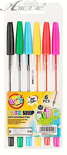 Ручка кулькова, набір BEIFA 6 кольорів АА927-6 Ручка кулькова, набір BEIFA 6 кольорів АА927-6