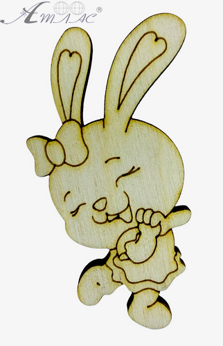 Фигурка фанерная - Кролик № 12 девочка с бантом 7,5*4см AS-4586 Фигурка фанерная - Кролик № 12 девочка с бантом 7,5*4см AS-4586
