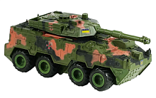 Игрушка Танк колесный инерционный свет звук 25см в коробке  24186