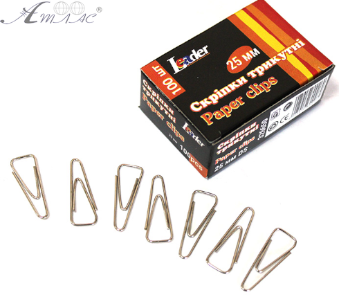 Скріпки канцелярські 25 мм трикутні DS 326650 Скріпки канцелярські 25 мм трикутні DS 326650