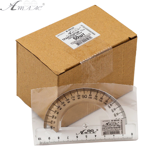 Транпортир пластиковый, напечатанный в кульке со штрих-кодом AS-0601, К-9010 фото 4 Транпортир пластиковый, напечатанный в кульке со штрих-кодом AS-0601, К-9010 фото 4