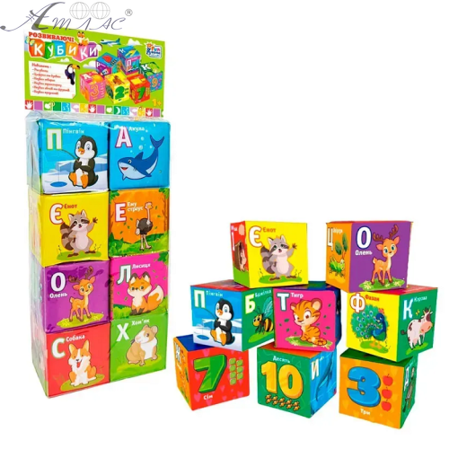 Іграшка Кубики М'які Тварини Літери Цифри 8 штук 40413 Іграшка Кубики М'які Тварини Літери Цифри 8 штук 40413