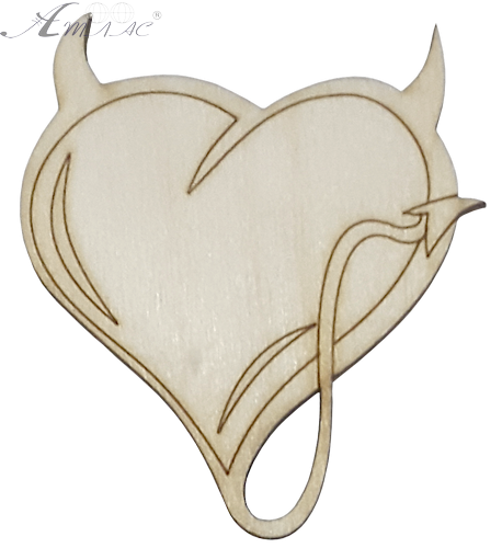 Фигурка фанерная - Сердце с рожками 6 х 6,5 см AS-4736, В-0331 Фигурка фанерная - Сердце с рожками 6 х 6,5 см AS-4736, В-0331