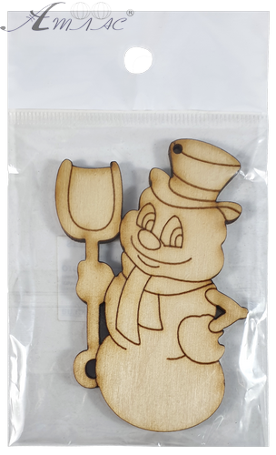 Фигурка фанерная - Снеговик с лопатой 5,5 х 8 см AS-4745, В-0228 фото 2 Фигурка фанерная - Снеговик с лопатой 5,5 х 8 см AS-4745, В-0228 фото 2