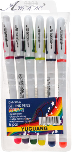 Ручка гелева Набір Yuguang Неон 6 шт 0,5 мм DM-ХК-6