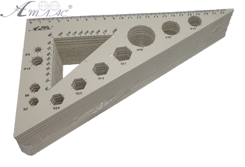 Треугольник 22 см большой с транспортиром серый AS-0619 фото 2 Треугольник 22 см большой с транспортиром серый AS-0619 фото 2