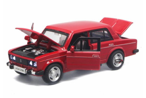 Модель DieCast Replica ВАЗ 2106 Красная свет, звук, металл, инерционная 14см  611A, 16445 фото 3