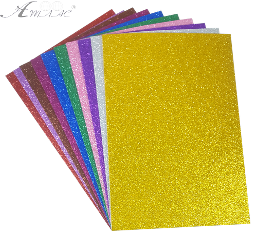 Фоаміран самоклеючій з блискітками Набір А4 10 кольорів 1,5 мм  02183
