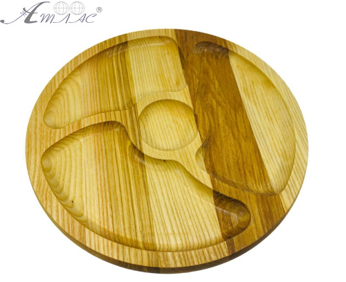 Деревянная доска менажница 3 отделения 24 см 10666 Деревянная доска менажница 3 отделения 24 см 10666