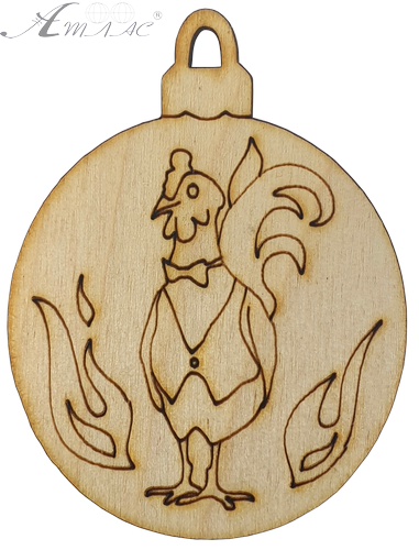 Фигурка фанерная - Елочный шар с петушком в жилетке 6 х 8 см AS-4770, В-0201 Фигурка фанерная - Елочный шар с петушком в жилетке 6 х 8 см AS-4770, В-0201