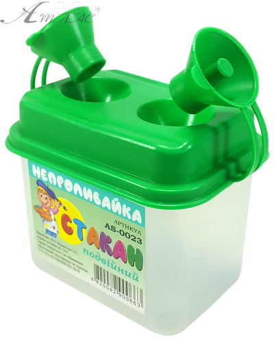 Стакан-непроливайка подвійний з кришечками AS-0023 фото 2 Стакан-непроливайка подвійний з кришечками AS-0023 фото 2