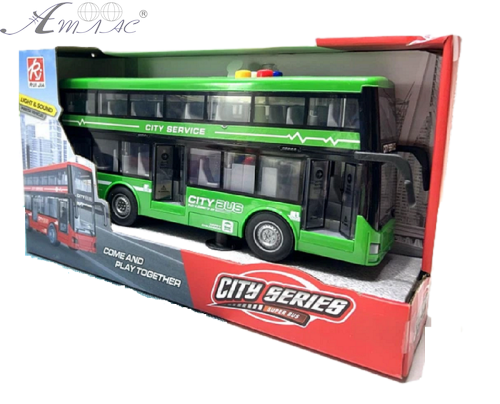 Іграшка Автобус CITY SERIES 2х поверховий двері відкриваються світло звук зелений 28 см RJ5504 Іграшка Автобус CITY SERIES 2х поверховий двері відкриваються світло звук зелений 28 см RJ5504